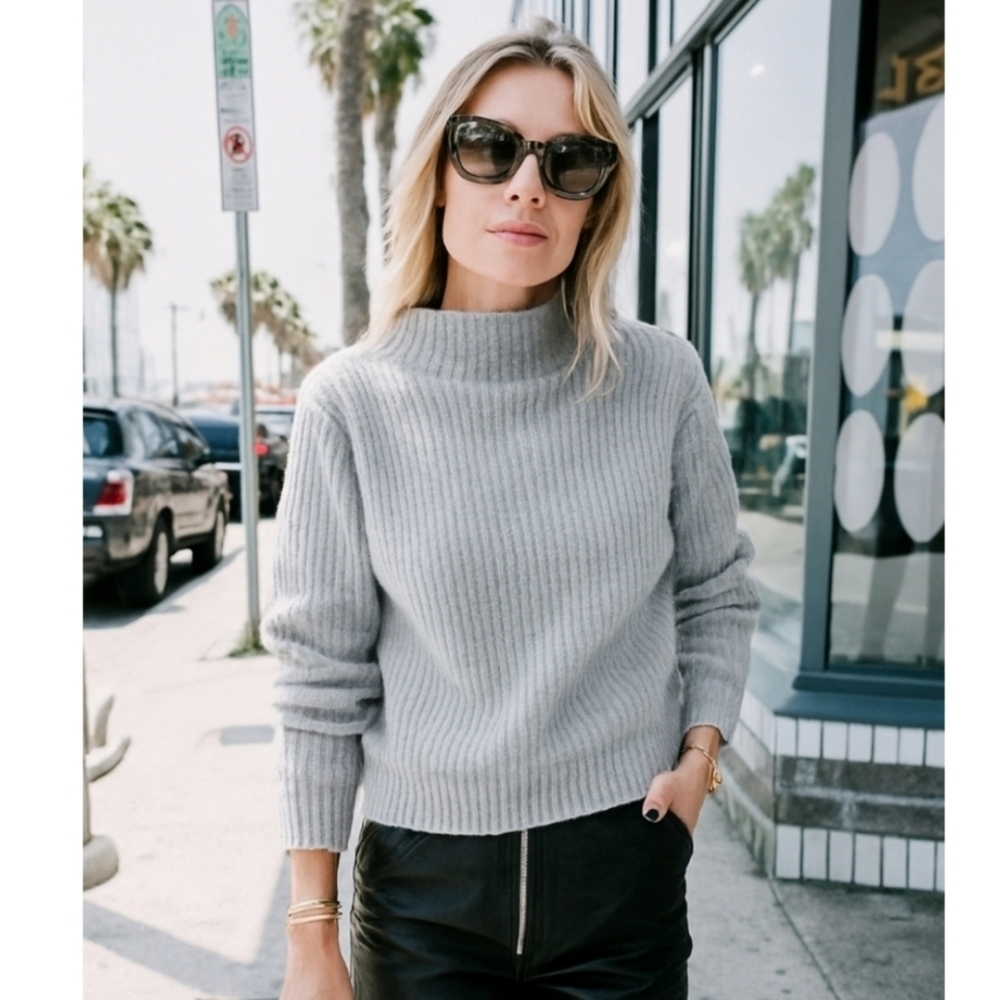 ANINE BING EMILIE GREY PULLOVER SWEATER